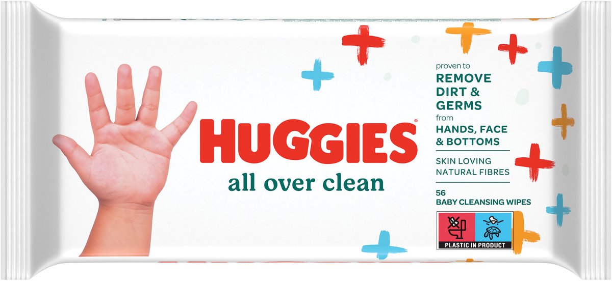 Huggies – billendoekjes all over clean – 1x56 stuks – voor billen, handjes gezicht