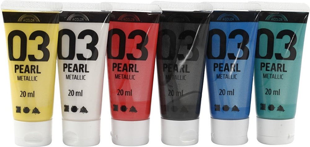 A-color acrylverf, 6x20 ml, kleuren assorti