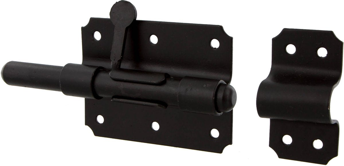 Starx plaatgrendel - met ronde schoot - sluitlus en sluitplaat - 90 x 65 mm - zwart gelakt