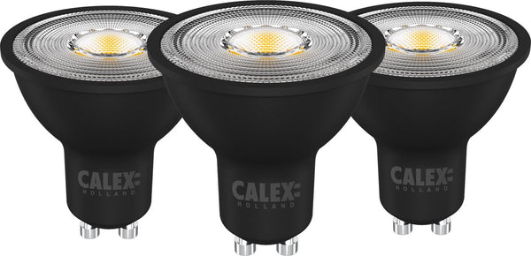 Calex led lamp - 3 stuks - 3x gu10 spot - inbouwspots - dimbaar - zwart - warm wit licht - 5w
