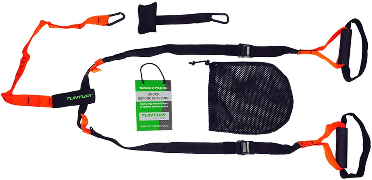 Tunturi - suspension trainer - functional training suspension trainer - sling trainer - met draagtas - zwart oranje - incl. gratis fitness app