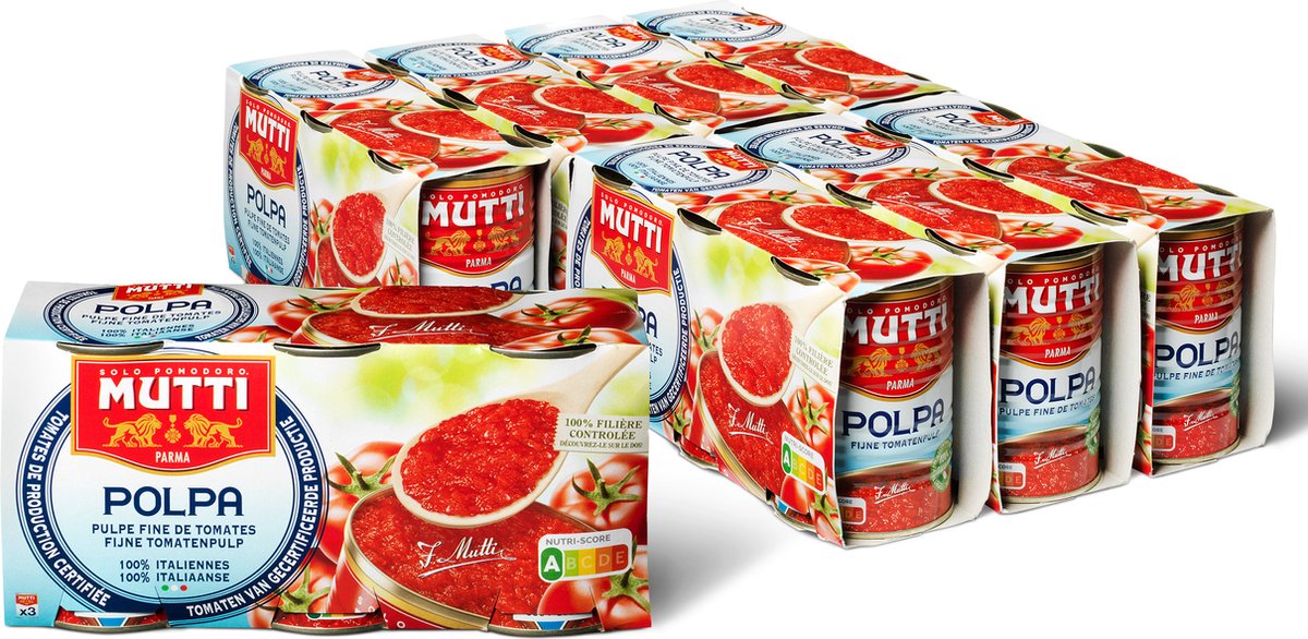 Mutti polpa fijngesneden tomatenblokjes - multipack - 8 x 3 blikken van 400gr