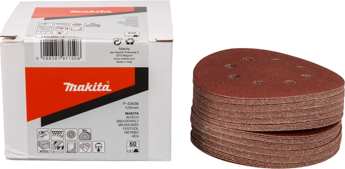 Makita accessoires makita p-43636 schuurschijf 125mm k60 red velcro