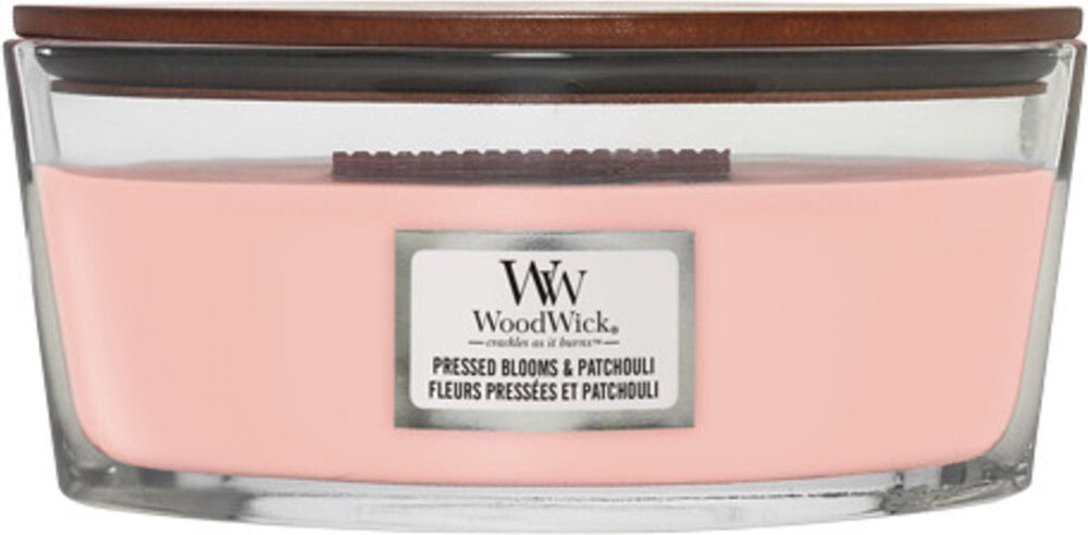 Woodwick heartwick flame ellipse geurkaars - pressed blooms patchouli - 50 branduren
