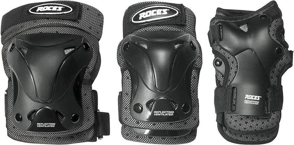 Roces – ventilated skatebescherming 3-pack – extra luchtig lichtgewicht – volwassenen – zwart – maat s