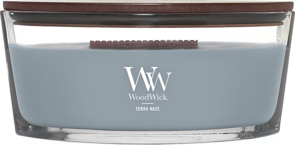 Woodwick heartwick flame ellipse geurkaars - terra haze - 50 branduren