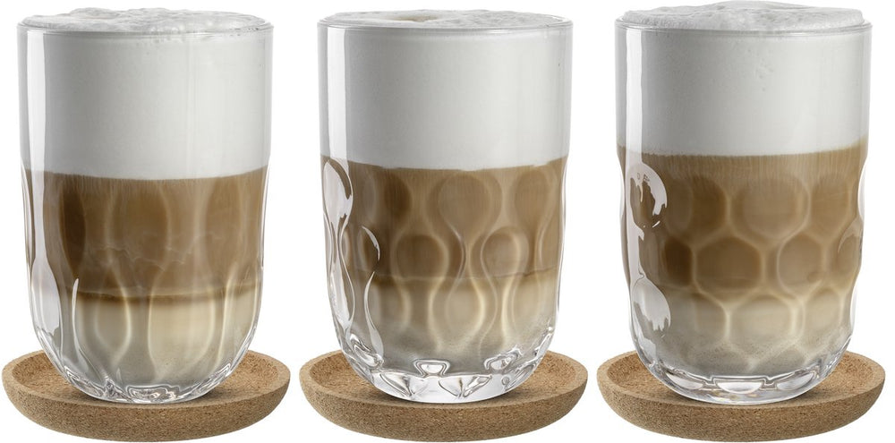 Leonardo gocce latte macchiato glas 390ml met onderzetter - set 3
