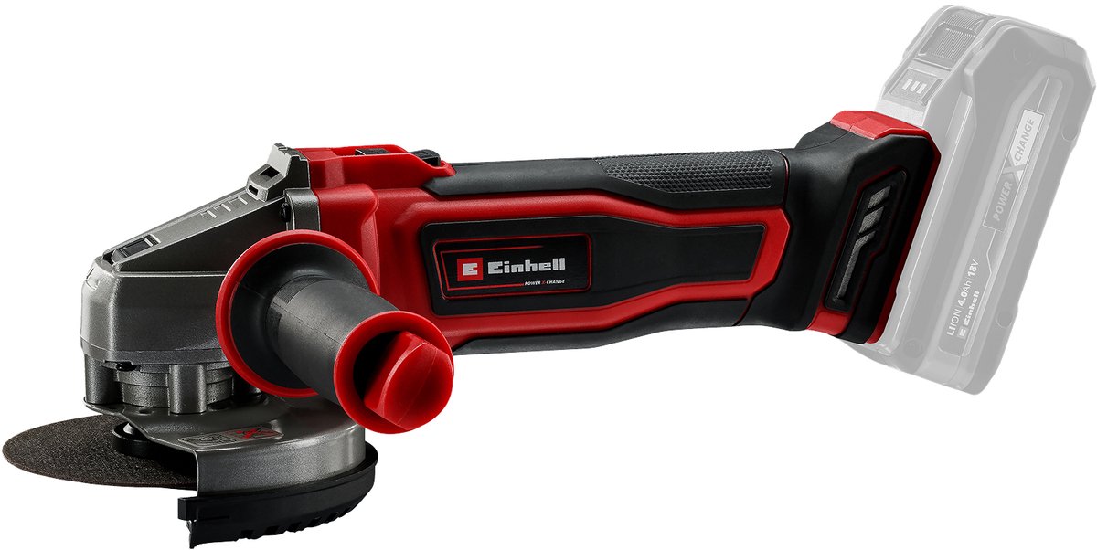 Einhell accu haakse slijper te-ag 18 125-2 li solo - power x-change - 18 v li-ion - ø125 mm - 8.500 t min - max. snijdiepte: 33 mm - excl. accu en lader