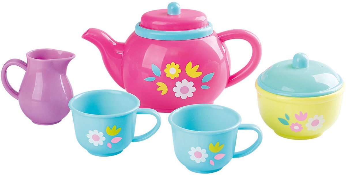 Speel theeservies bloemen speelset, 7dlg.