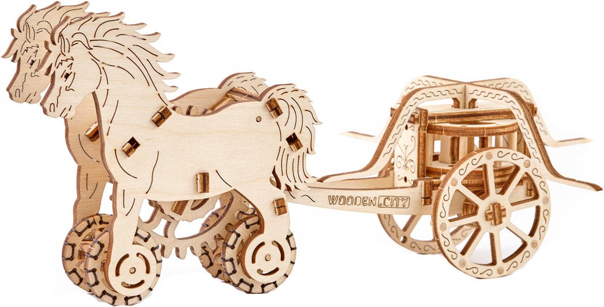 Wooden city modelbouw hout wagen van da vinci
