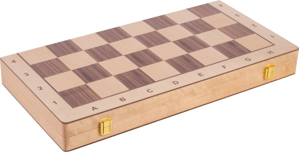 Engelhart schaakspel opklapbaar – 32-delig – walnoot esdoornhout – luxe bord met coördinaten – koning hoogte 90 mm –