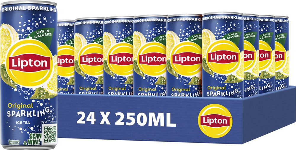 Lipton ice tea sparkling blik - original - 24 x 250 ml - voordeelverpakking