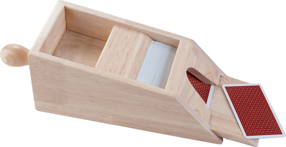 Longfield black jack slof - hout - met handvat - geschikt voor 4 stokken kaarten - 28 x 11,5 x 9,5 cm - engelhart