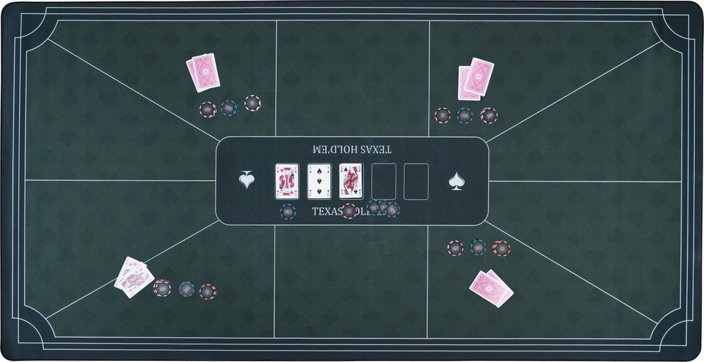 Longfield pokerkleed groen 180x90 cm - polyester rubber - glad speeloppervlak - poker dobbel accessoire - engelhart