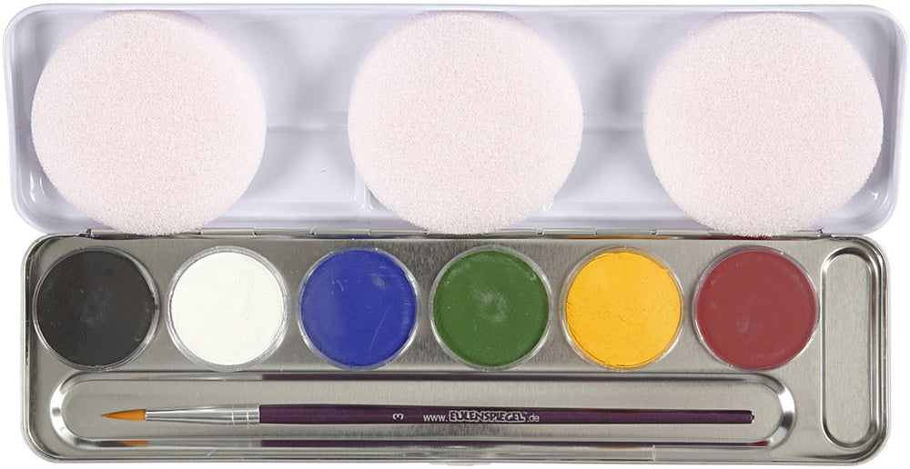 Generik eulenspiegel schmink palet, kleuren assorti, 6 kleuren