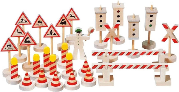 Goki verkeerstekens ii h4,5-12,5cm, 29-delig, hout, 3+