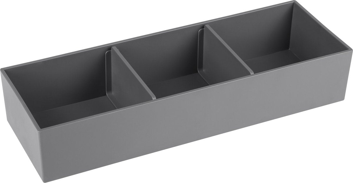 Differnz lade organizer voor schuiflade – opbergbakjes – kunststof sorteerbakjes - 32 x 11 x 6 cm – grijs