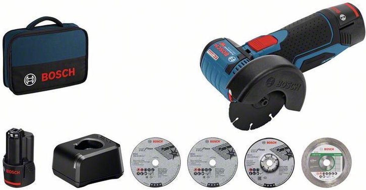 Bosch professional gws 12v-76 accu haakse slijpmachine 12v 2,0ah li-ion - 06019f200c
