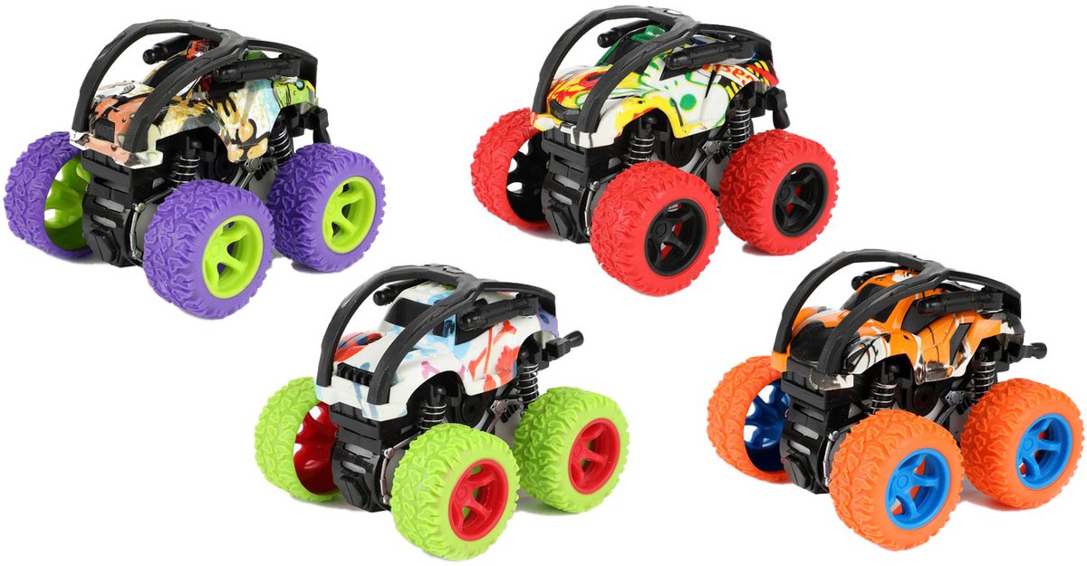 Auto's Vrachtwagens Frictie Monster Truck Flip Over
