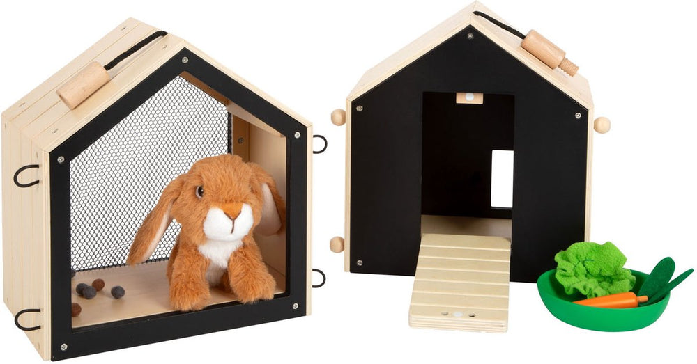 Small foot - Wooden rabbit hutch with rabbit plush, 15 pcs.