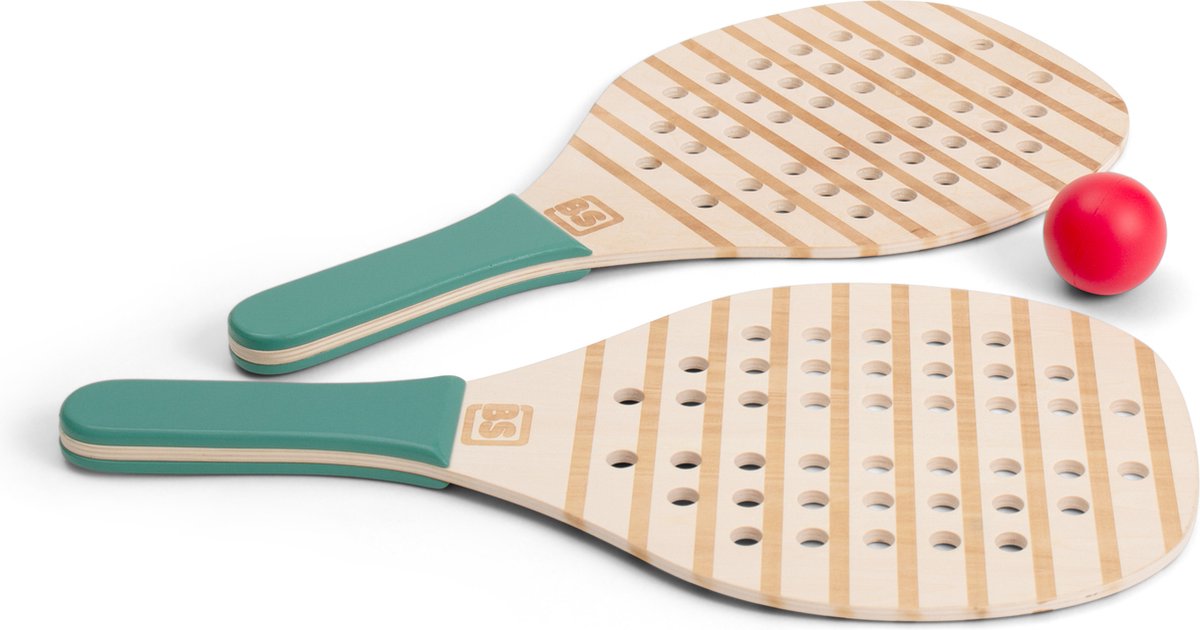 Bs toys houten padel-rackets - padelrackets - padel rackets kinderen - buitenspeelgoed voor kinderen - educatief speelgoed - cadeau kind - houten speelgoed - buiten speelgoed - strandspeelgoed - sport