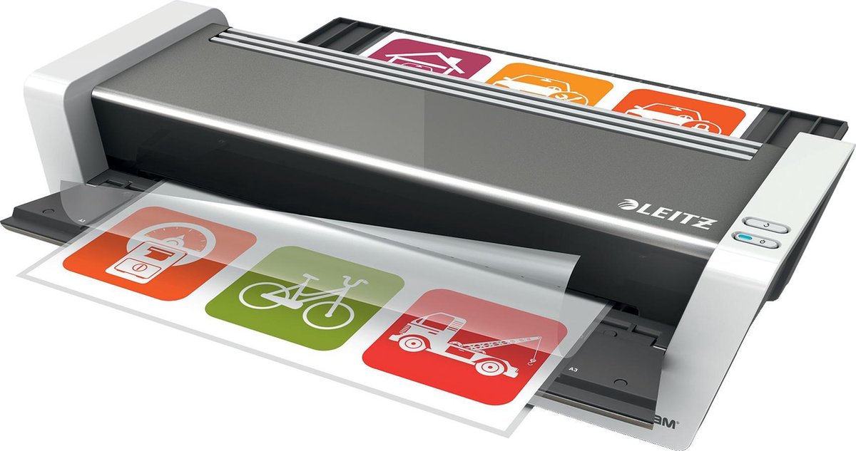 Leitz ilam touch lamineerapparaat voor a3 formaat - geschikt voor 80-250 micron - inclusief startpakket met lamineerhoezen - antraciet