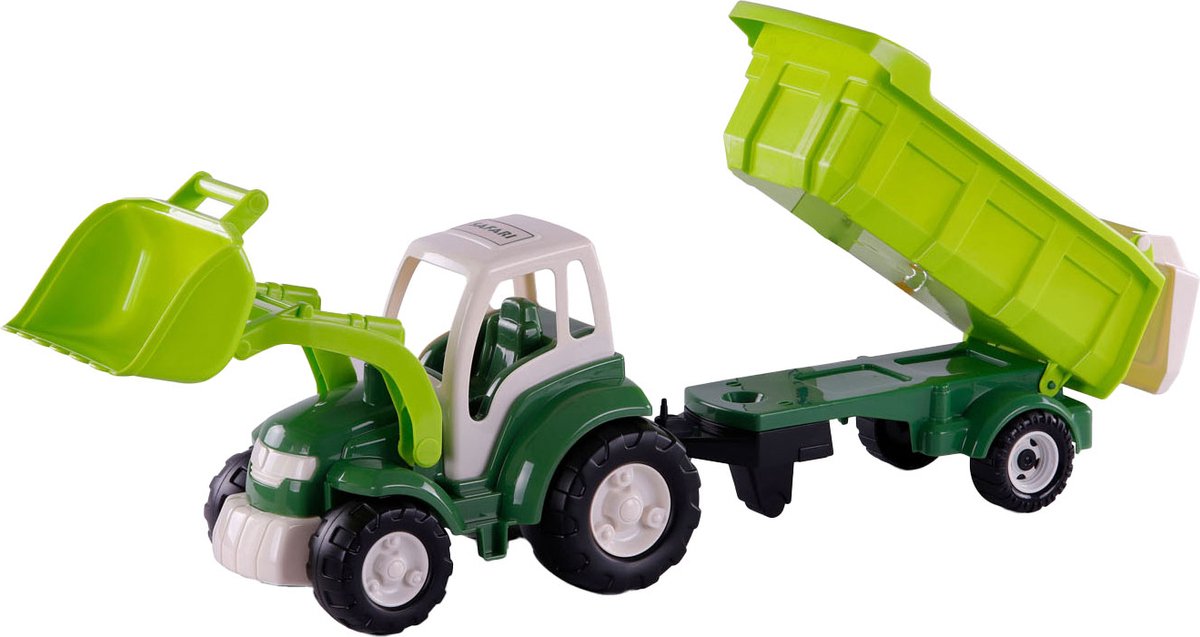Cavallino XL Tractor green with tipping trailer, 86.5cm