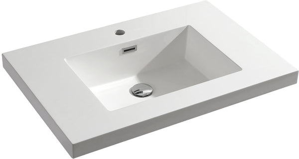 Differnz meubelwastafel reno rechthoek 75x50x5cm polybeton wit 1 kraangat overloop