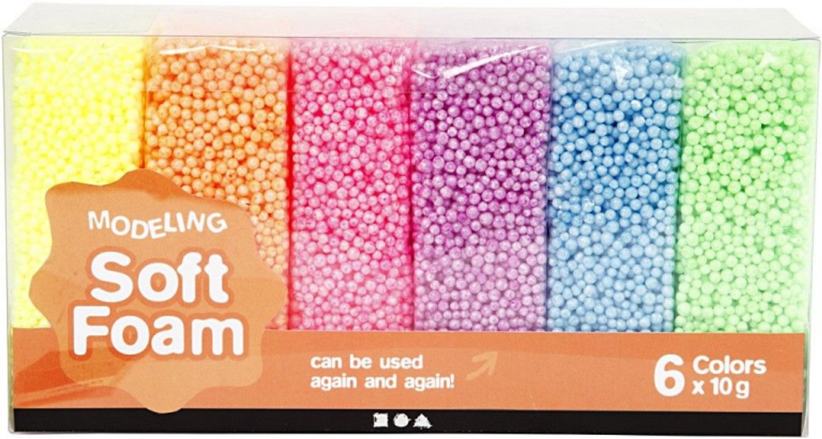 Soft Foam Clay Neonkleuren, 6x10gr.