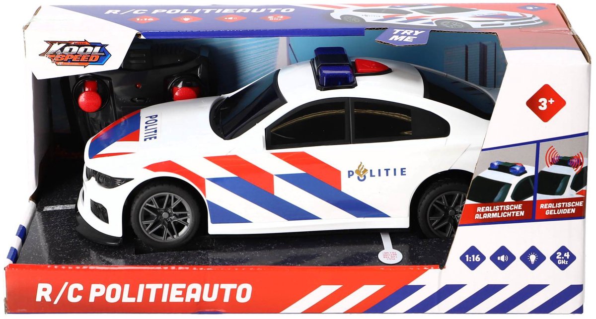 Kiddygo radiografisch bestuurbare politieauto - speelgoedauto met afstandsbediening.