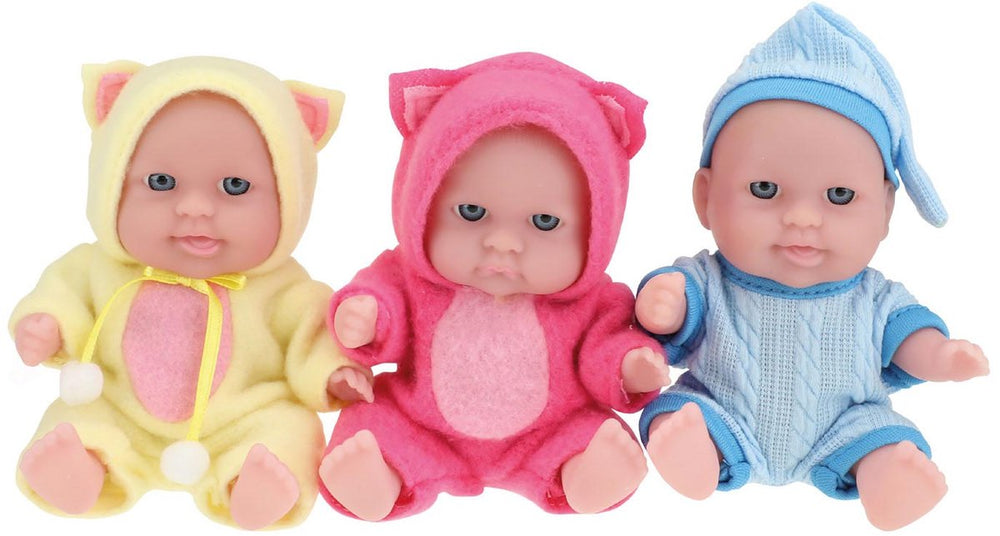 Toi-toys babypop met kledingset 14 cm lichtroze
