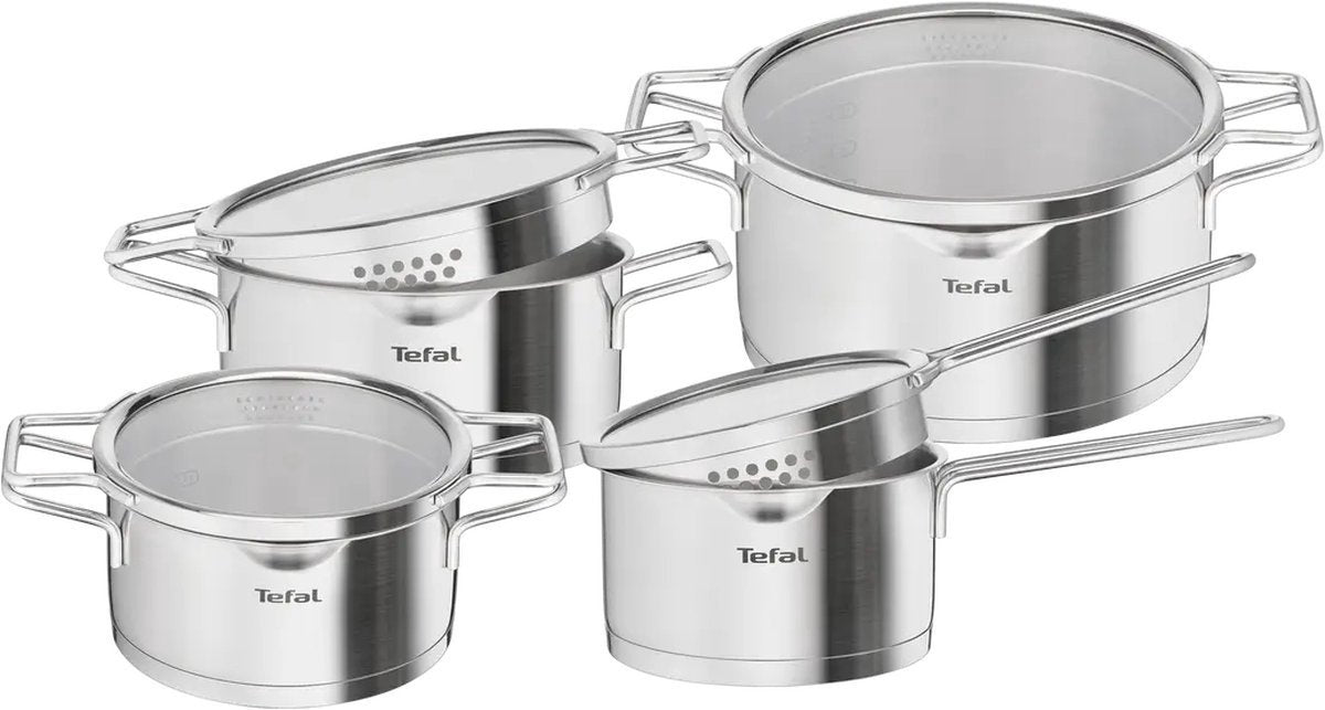 Tefal nordica - pannenset - 4-delig - rvs glas - geschikt voor inductie