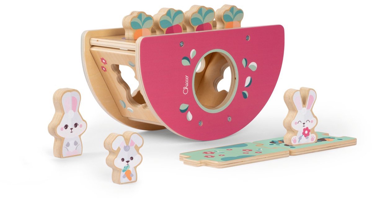 Chicco my wood friends - de konijnenheuvel - houten montessori speelgoed (vanaf 2 jaar)
