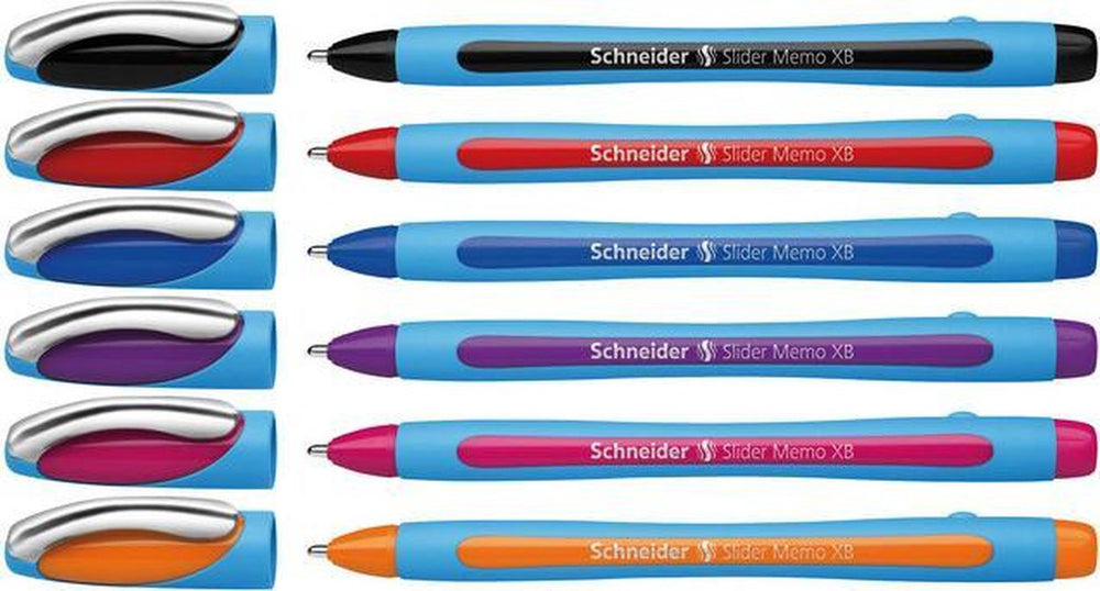 Schneider schrijfwaren schneider balpen - slider memo - penpunt xb - 1,4mm - 5+1 stuks assorti kleuren - s-150296
