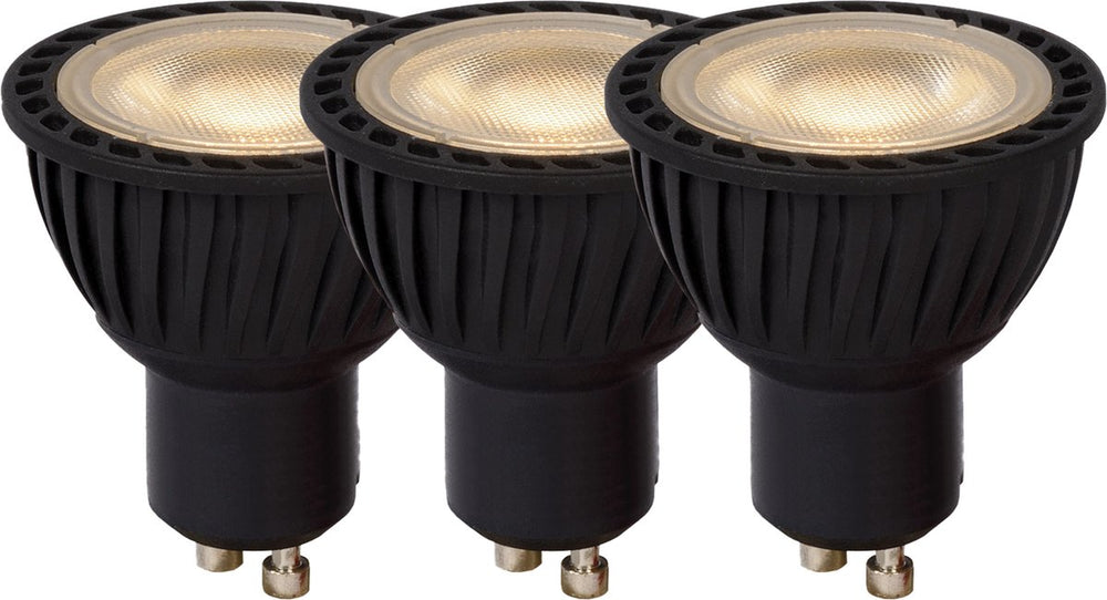 Lucide mr16 - led lamp - ø 5 cm - led dimbaar - gu10 - 3x5w 3000k - zwart - set van 3