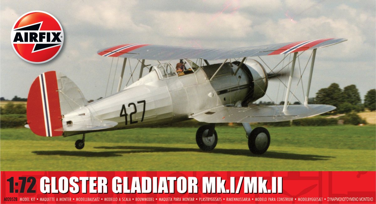 Airfix modelbouwpakket vliegtuigen - 02052b gloster gladiator mk.i ii - propeller vliegtuig plastic - 1:72 - modelbouw