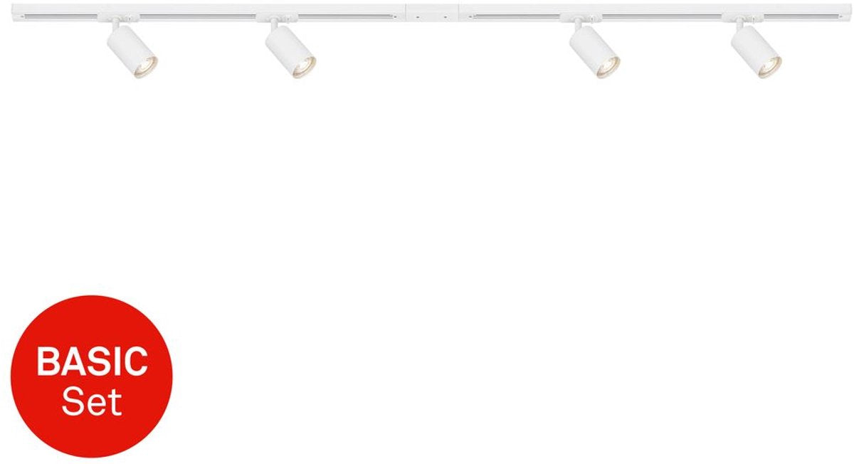Briloner rail - railverlichting - opbouwspots - startset opbouwrail - 4x gu10 spots - draaibaar - 150 cm - wit