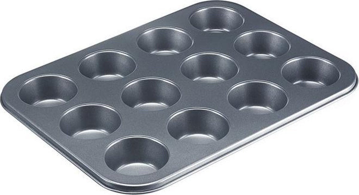 Westmark bakvorm voor 12 muffins, antiaanbaklaag, koudgewalst staal, back meister, antraciet, 32902270