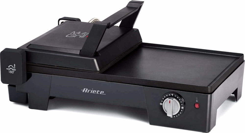 Ariete 1916 10 multigrill 3-in-1 tafelgrill met gladde en geribbelde plaat - contactgrill - barbecue - 2400 watt
