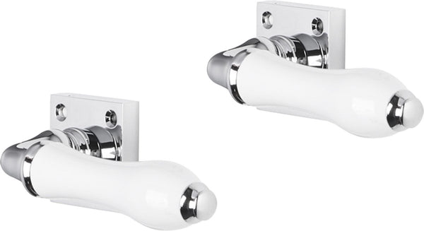 Impresso deurkruk - perth - voor binnen - vierkant met schroeven - chroom - wit - 2 stuks