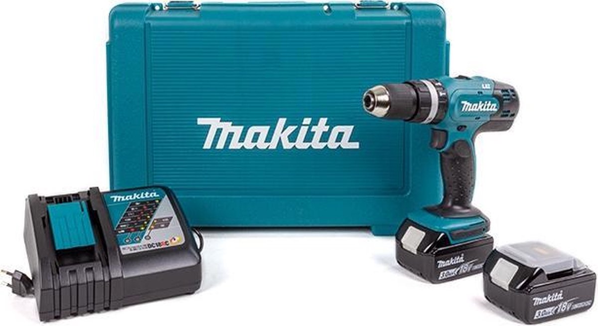 Makita dhp453rfe klopboormachine inclusief 2x 3.0ah accu in koffer