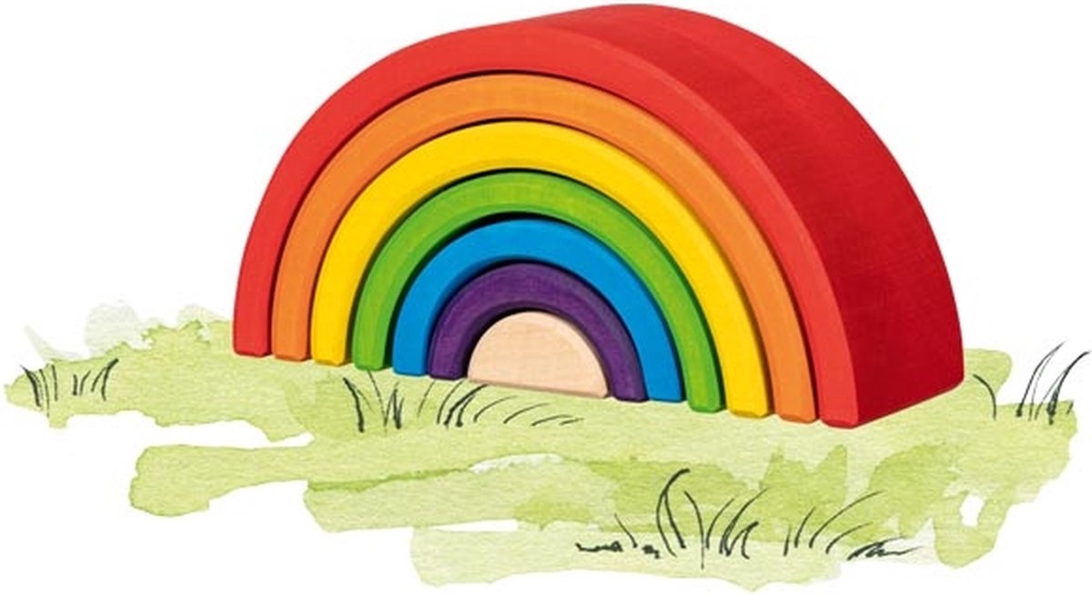 Goki bouwblokken - kleine regenboog - 7 delen - hout - 2 jaar