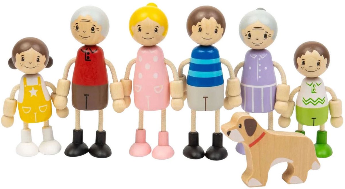 Bigjigs houten poppenhuis familie - 7dlg.