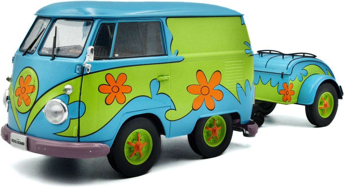 Solido ghost hunters machine volkswagen t1 kool kombi modelauto 1:18 inclusief aanhanger