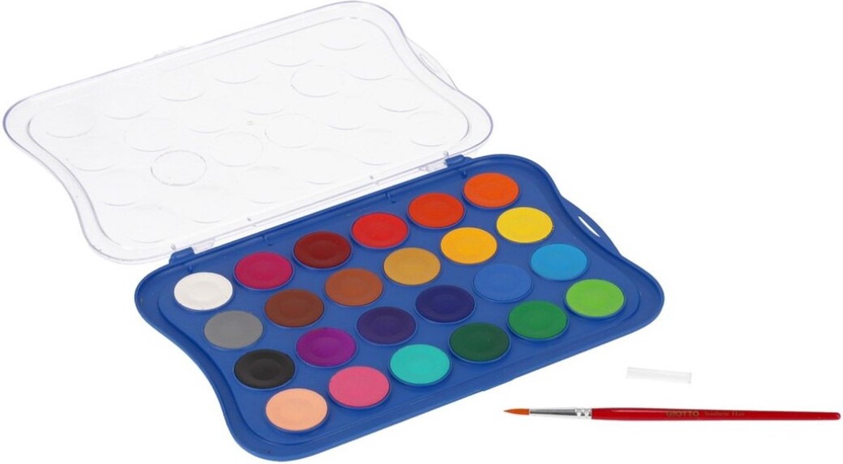 Giotto hobby waterverf palet - 24 kleuren - 25 x 17 x 1 cm - aquarelverf - waterbasis - met een perceel - schilderen waterverfen