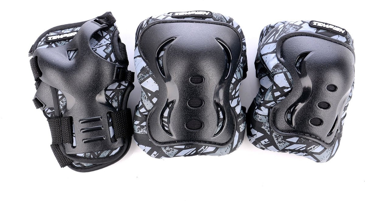 Tempish skate beschermset volwassenen - knie elleboog pols - zwart - maat m