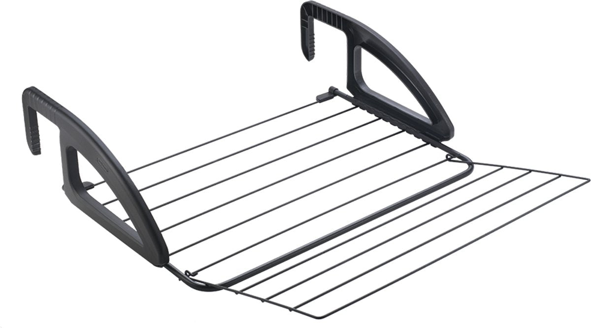 Tomado - droogrek hangend bries - 6 meter drooglengte - ophangen aan radiator, deur, douchewand of balkon - verstelbare ophanghaken - zwart