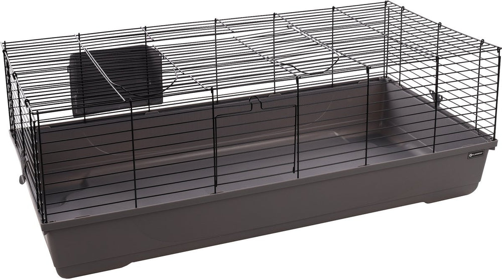 Flamingo hamsterkooi – mobi – caviakooi dwergkonijnenkooi – ruime binnenkooi met hooiruif en diepe bodem – metaal zwart grijs – 117,5x58x42,5 cm – europese kwaliteit