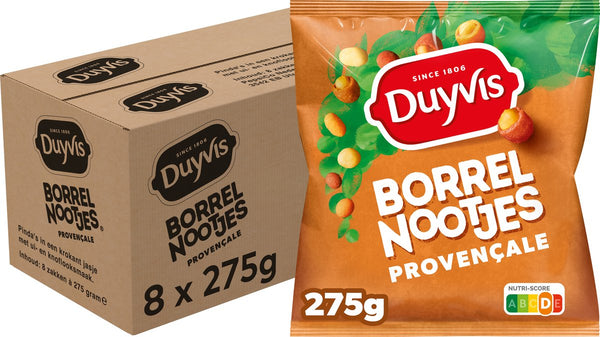 Duyvis borrelnootjes provencale - pinda noten - 8 x 275 gram