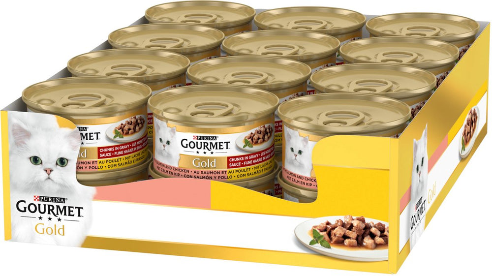 Gourmet gold fijne hapjes - kattenvoer natvoer - zalm kip - 24 x 85 g